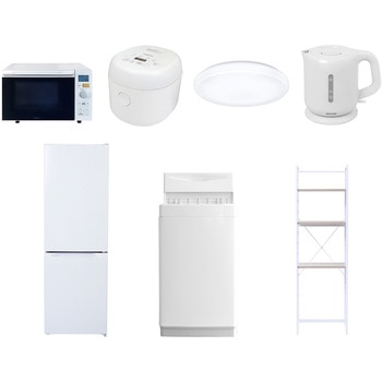 【家電セット】7点セット (6kg洗濯機 157L冷蔵庫 オーブンレンジ 炊飯器 シーリングライト 電気ケトル 家電収納ラック) YAMAZEN(山善)