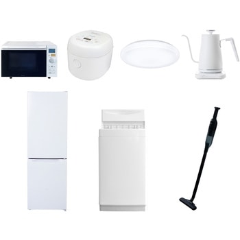 【家電セット】7点セット (6kg洗濯機 157L冷蔵庫 オーブンレンジ 炊飯器 シーリングライト 温調ケトル 軽量クリーナー) YAMAZEN(山善)