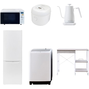 【家電セット】6点セット (8kg洗濯機 173L冷蔵庫 オーブンレンジ 炊飯器 温調ケトル レンジラック) YAMAZEN(山善)