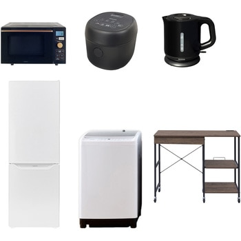 【家電セット】6点セット (8kg洗濯機 173L冷蔵庫 オーブンレンジ 炊飯器 電気ケトル レンジラック) YAMAZEN(山善)