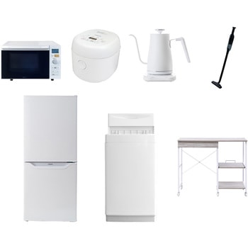 【家電セット】7点セット (6kg洗濯機 106L冷蔵庫 オーブンレンジ 炊飯器 温調ケトル 軽量クリーナー レンジラック) YAMAZEN(山善)