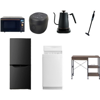 【家電セット】7点セット (6kg洗濯機 106L冷蔵庫 オーブンレンジ 炊飯器 温調ケトル 軽量クリーナー レンジラック) YAMAZEN(山善)
