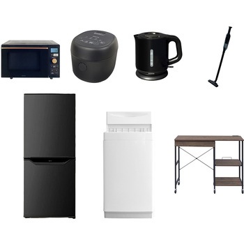 【家電セット】7点セット (6kg洗濯機 106L冷蔵庫 オーブンレンジ 炊飯器 電気ケトル 軽量クリーナー レンジラック) YAMAZEN(山善)