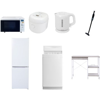 【家電セット】7点セット (6kg洗濯機 157L冷蔵庫 オーブンレンジ 炊飯器 電気ケトル 軽量クリーナー レンジラック) YAMAZEN(山善)