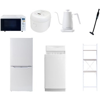 【家電セット】7点セット (6kg洗濯機 106L冷蔵庫 オーブンレンジ 炊飯器 温調ケトル 軽量クリーナー 家電収納ラック) YAMAZEN(山善)