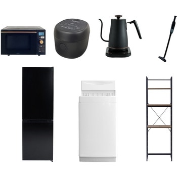 【家電セット】7点セット (6kg洗濯機 157L冷蔵庫 オーブンレンジ 炊飯器 温調ケトル 軽量クリーナー 家電収納ラック) YAMAZEN(山善)