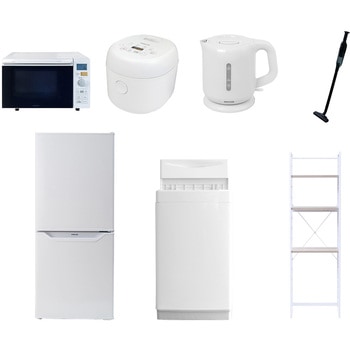 【家電セット】7点セット (6kg洗濯機 106L冷蔵庫 オーブンレンジ 炊飯器 電気ケトル 軽量クリーナー 家電収納ラック) YAMAZEN(山善)