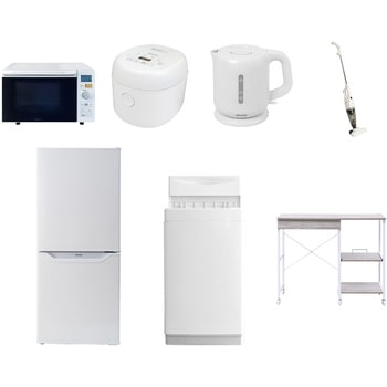 【家電セット】7点セット (6kg洗濯機 106L冷蔵庫 オーブンレンジ 炊飯器 電気ケトル スティッククリーナー レンジラック) YAMAZEN(山善)