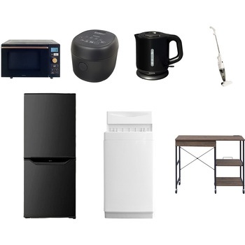 【家電セット】7点セット (6kg洗濯機 106L冷蔵庫 オーブンレンジ 炊飯器 電気ケトル スティッククリーナー レンジラック) YAMAZEN(山善)
