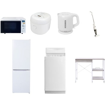【家電セット】7点セット (6kg洗濯機 157L冷蔵庫 オーブンレンジ 炊飯器 電気ケトル スティッククリーナー レンジラック) YAMAZEN(山善)
