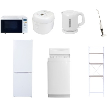【家電セット】7点セット (6kg洗濯機 157L冷蔵庫 オーブンレンジ 炊飯器 電気ケトル スティッククリーナー 家電収納ラック) YAMAZEN(山善)