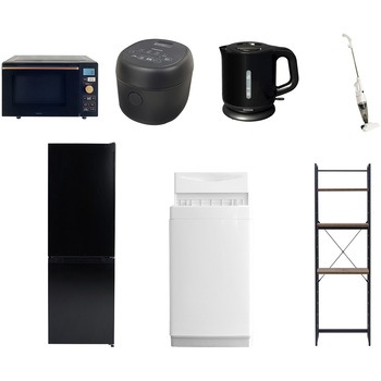 【家電セット】7点セット (6kg洗濯機 157L冷蔵庫 オーブンレンジ 炊飯器 電気ケトル スティッククリーナー 家電収納ラック) YAMAZEN(山善)