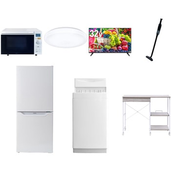 【家電セット】7点セット (6kg洗濯機 106L冷蔵庫 オーブンレンジ シーリングライト 32型液晶テレビ 軽量クリーナー レンジラック) YAMAZEN(山善)