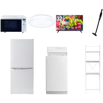 【家電セット】7点セット (6kg洗濯機 106L冷蔵庫 オーブンレンジ シーリングライト 32型液晶テレビ 軽量クリーナー 家電収納ラック) YAMAZEN(山善)