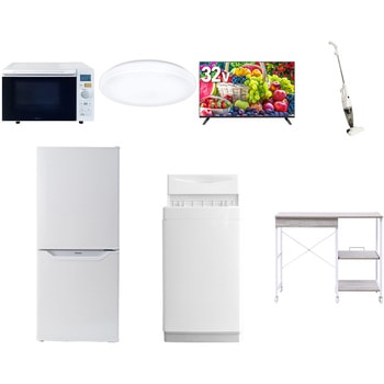 【家電セット】7点セット (6kg洗濯機 106L冷蔵庫 オーブンレンジ シーリングライト 32型液晶テレビ スティッククリーナー レンジラック) - YAMAZEN(山善)
