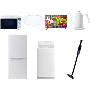 【家電セット】7点セット (6kg洗濯機 106L冷蔵庫 オーブンレンジ シーリングライト 32型液晶テレビ 温調ケトル 軽量クリーナー) YAMAZEN(山善)