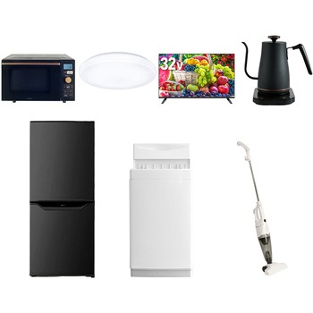 【家電セット】7点セット (6kg洗濯機 106L冷蔵庫 オーブンレンジ シーリングライト 32型液晶テレビ 温調ケトル スティッククリーナー) YAMAZEN(山善)