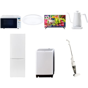 【家電セット】7点セット (8kg洗濯機 173L冷蔵庫 オーブンレンジ シーリングライト 32型液晶テレビ 温調ケトル スティッククリーナー) - YAMAZEN(山善)