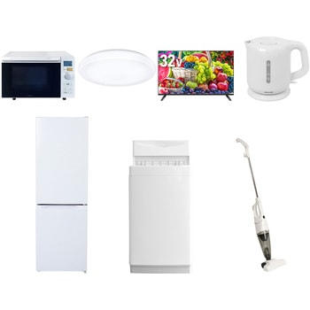 【家電セット】7点セット (6kg洗濯機 157L冷蔵庫 オーブンレンジ シーリングライト 32型液晶テレビ 電気ケトル スティッククリーナー) YAMAZEN(山善)