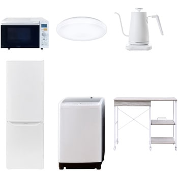 【家電セット】6点セット (8kg洗濯機 173L冷蔵庫 オーブンレンジ シーリングライト 温調ケトル レンジラック) YAMAZEN(山善)