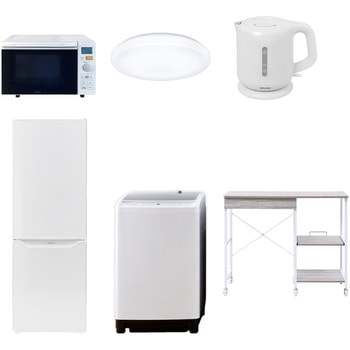 【家電セット】6点セット (8kg洗濯機 173L冷蔵庫 オーブンレンジ シーリングライト 電気ケトル レンジラック) YAMAZEN(山善)