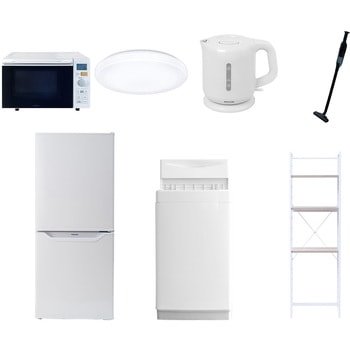 【家電セット】7点セット (6kg洗濯機 106L冷蔵庫 オーブンレンジ シーリングライト 電気ケトル 軽量クリーナー 家電収納ラック) YAMAZEN(山善)