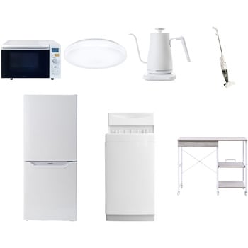 【家電セット】7点セット (6kg洗濯機 106L冷蔵庫 オーブンレンジ シーリングライト 温調ケトル スティッククリーナー レンジラック) YAMAZEN(山善)