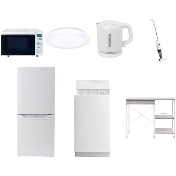 【家電セット】7点セット (6kg洗濯機 106L冷蔵庫 オーブンレンジ シーリングライト 電気ケトル スティッククリーナー レンジラック) YAMAZEN(山善)