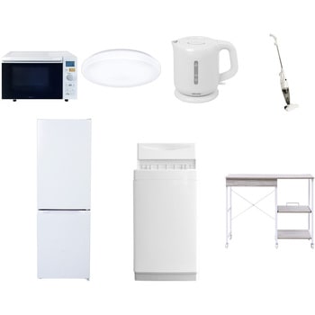 【家電セット】7点セット (6kg洗濯機 157L冷蔵庫 オーブンレンジ シーリングライト 電気ケトル スティッククリーナー レンジラック) YAMAZEN(山善)