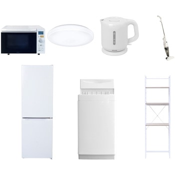 【家電セット】7点セット (6kg洗濯機 157L冷蔵庫 オーブンレンジ シーリングライト 電気ケトル スティッククリーナー 家電収納ラック) YAMAZEN(山善)