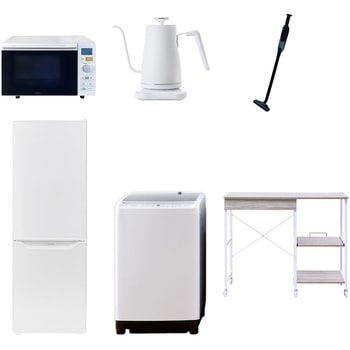 【家電セット】6点セット (8kg洗濯機 173L冷蔵庫 オーブンレンジ 温調ケトル 軽量クリーナー レンジラック) - YAMAZEN(山善)