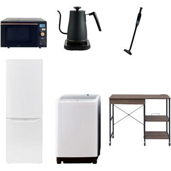 【家電セット】6点セット (8kg洗濯機 173L冷蔵庫 オーブンレンジ 温調ケトル 軽量クリーナー レンジラック) - YAMAZEN(山善)