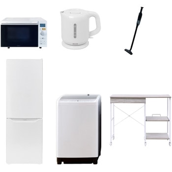 【家電セット】6点セット (8kg洗濯機 173L冷蔵庫 オーブンレンジ 電気ケトル 軽量クリーナー レンジラック) YAMAZEN(山善)