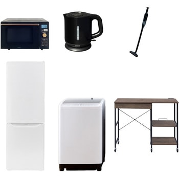 【家電セット】6点セット (8kg洗濯機 173L冷蔵庫 オーブンレンジ 電気ケトル 軽量クリーナー レンジラック) YAMAZEN(山善)