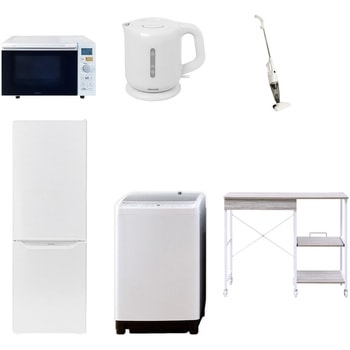 【家電セット】6点セット (8kg洗濯機 173L冷蔵庫 オーブンレンジ 電気ケトル スティッククリーナー レンジラック) YAMAZEN(山善)