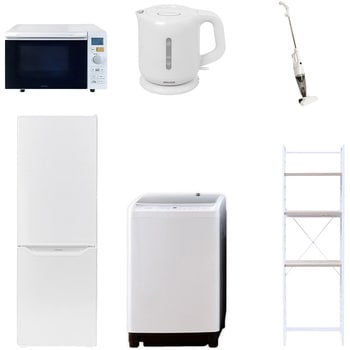 【家電セット】6点セット (8kg洗濯機 173L冷蔵庫 オーブンレンジ 電気ケトル スティッククリーナー 家電収納ラック) YAMAZEN(山善)