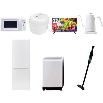 【家電セット】7点セット (8kg洗濯機 173L冷蔵庫 電子レンジ 炊飯器 32型液晶テレビ 温調ケトル 軽量クリーナー) YAMAZEN(山善)