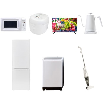 【家電セット】7点セット (8kg洗濯機 173L冷蔵庫 電子レンジ 炊飯器 32型液晶テレビ 温調ケトル スティッククリーナー) YAMAZEN(山善)