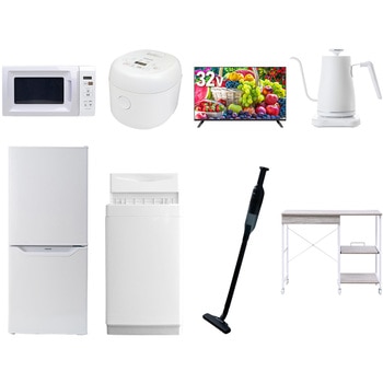 【家電セット】8点セット (6kg洗濯機 106L冷蔵庫 電子レンジ 炊飯器 32型液晶テレビ 温調ケトル 軽量クリーナー レンジラック) YAMAZEN(山善)