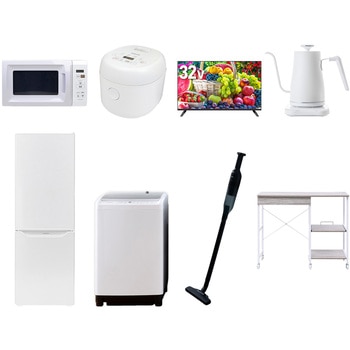 【家電セット】8点セット (8kg洗濯機 173L冷蔵庫 電子レンジ 炊飯器 32型液晶テレビ 温調ケトル 軽量クリーナー レンジラック) YAMAZEN(山善)