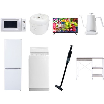 【家電セット】8点セット (6kg洗濯機 157L冷蔵庫 電子レンジ 炊飯器 32型液晶テレビ 温調ケトル 軽量クリーナー レンジラック) YAMAZEN(山善)