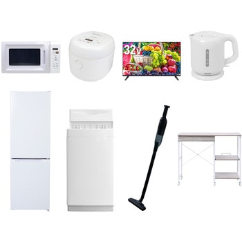 【家電セット】8点セット (6kg洗濯機 157L冷蔵庫 電子レンジ 炊飯器 32型液晶テレビ 電気ケトル 軽量クリーナー レンジラック) YAMAZEN(山善)