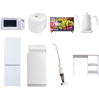 【家電セット】8点セット (6kg洗濯機 157L冷蔵庫 電子レンジ 炊飯器 32型液晶テレビ 温調ケトル スティッククリーナー レンジラック) YAMAZEN(山善)