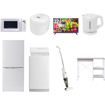 【家電セット】8点セット (6kg洗濯機 106L冷蔵庫 電子レンジ 炊飯器 32型液晶テレビ 電気ケトル スティッククリーナー レンジラック) YAMAZEN(山善)