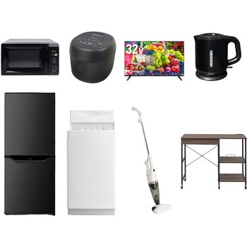 【家電セット】8点セット (6kg洗濯機 106L冷蔵庫 電子レンジ 炊飯器 32型液晶テレビ 電気ケトル スティッククリーナー レンジラック) YAMAZEN(山善)