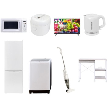 【家電セット】8点セット (8kg洗濯機 173L冷蔵庫 電子レンジ 炊飯器 32型液晶テレビ 電気ケトル スティッククリーナー レンジラック) YAMAZEN(山善)