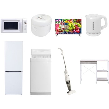 【家電セット】8点セット (6kg洗濯機 157L冷蔵庫 電子レンジ 炊飯器 32型液晶テレビ 電気ケトル スティッククリーナー レンジラック) YAMAZEN(山善)
