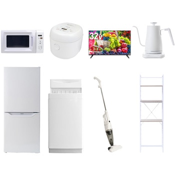 【家電セット】8点セット (6kg洗濯機 106L冷蔵庫 電子レンジ 炊飯器 32型液晶テレビ 温調ケトル スティッククリーナー 家電収納ラック) YAMAZEN(山善)