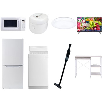 【家電セット】8点セット (6kg洗濯機 106L冷蔵庫 電子レンジ 炊飯器 シーリングライト 32型液晶テレビ 軽量クリーナー レンジラック) - YAMAZEN(山善)