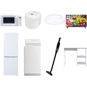 【家電セット】8点セット (6kg洗濯機 157L冷蔵庫 電子レンジ 炊飯器 シーリングライト 32型液晶テレビ 軽量クリーナー レンジラック) YAMAZEN(山善)